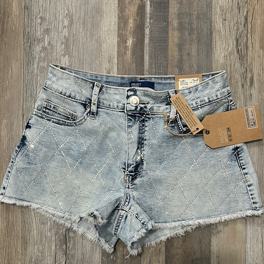 Blue Jean Shorts studded diamond Style